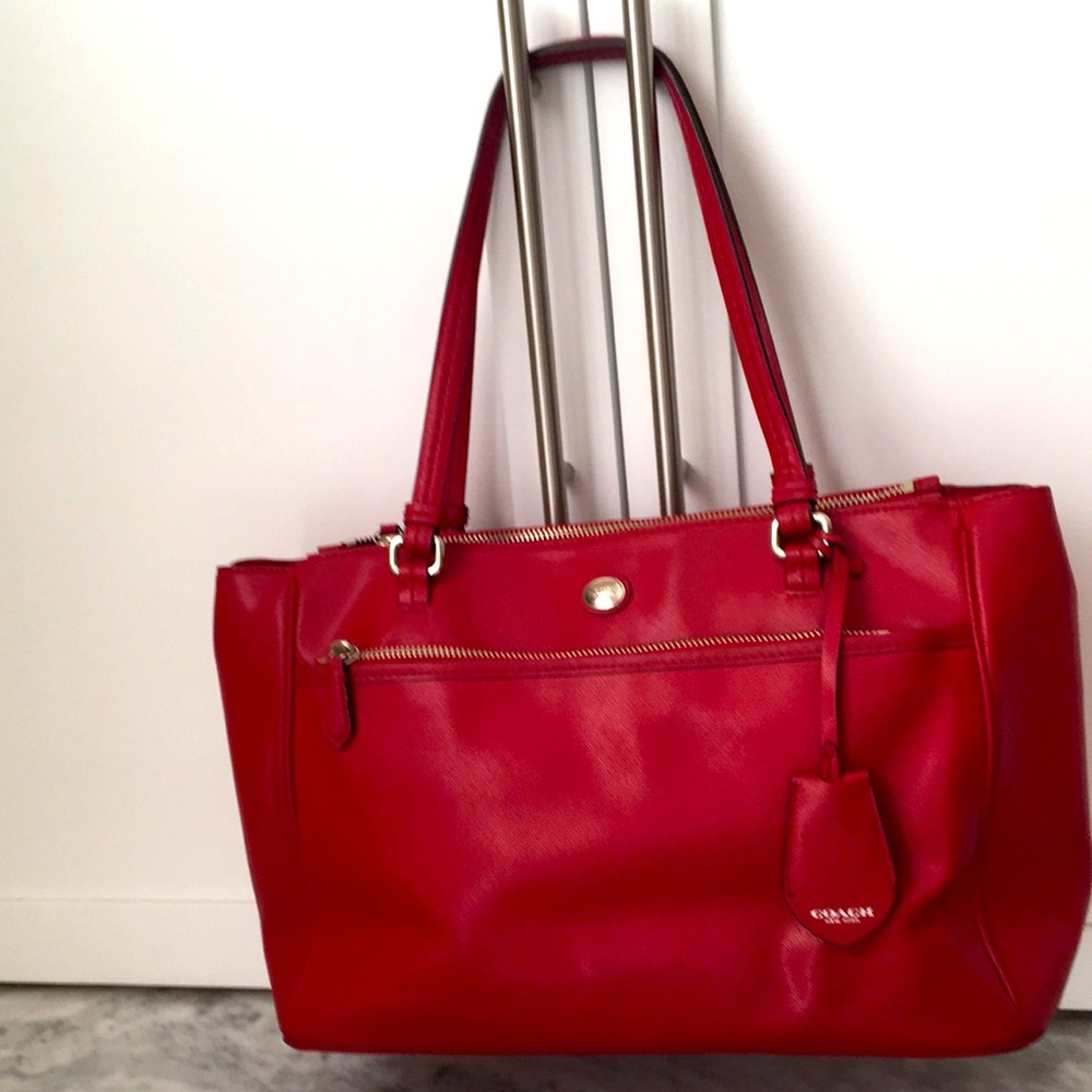 Coach red leather handbag